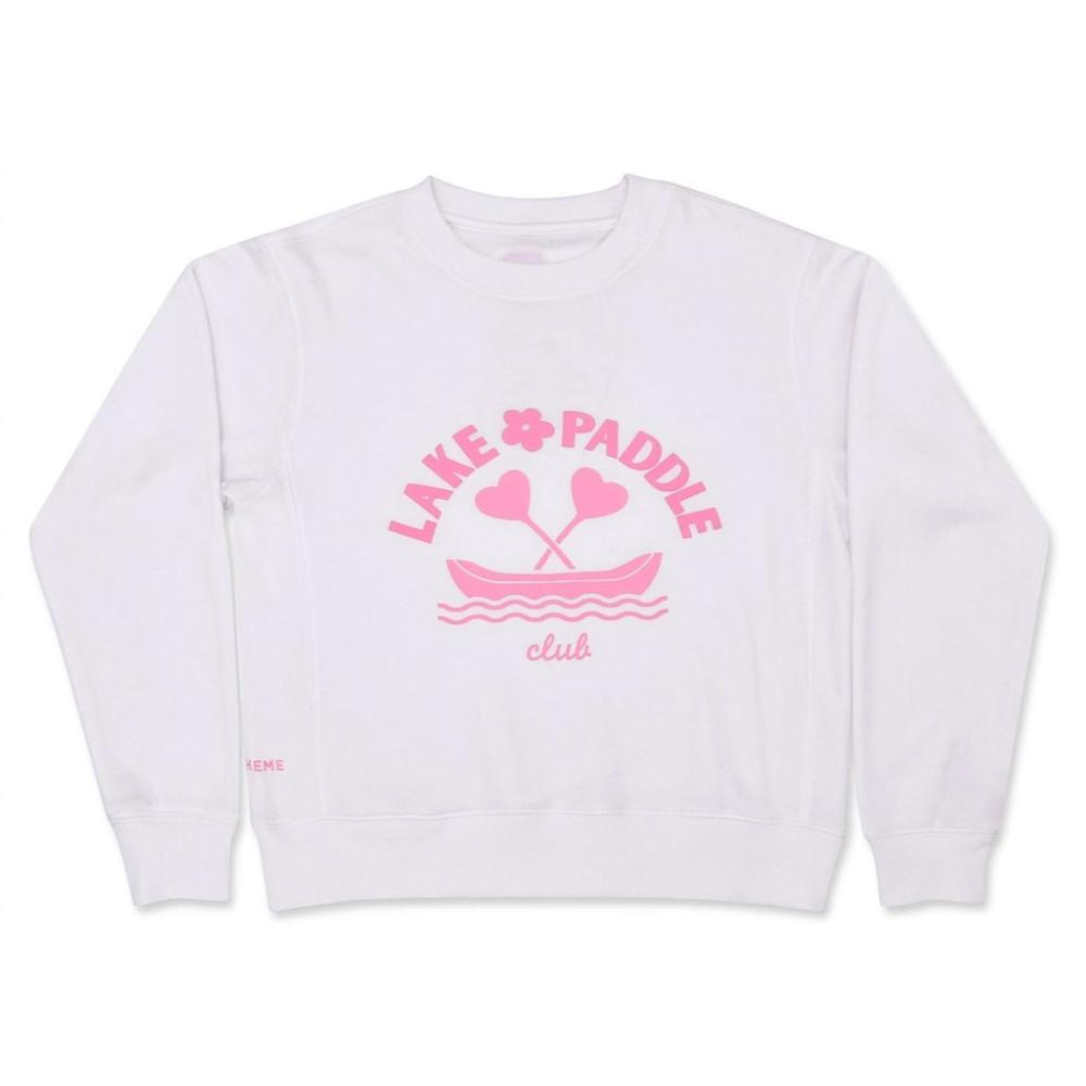 NEW ISCREAM girls' theme lake life sweatshirt in white/pink